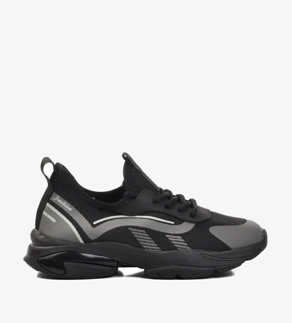 Gri Suni Deri Kadın Spor Ayakkabı Sneaker