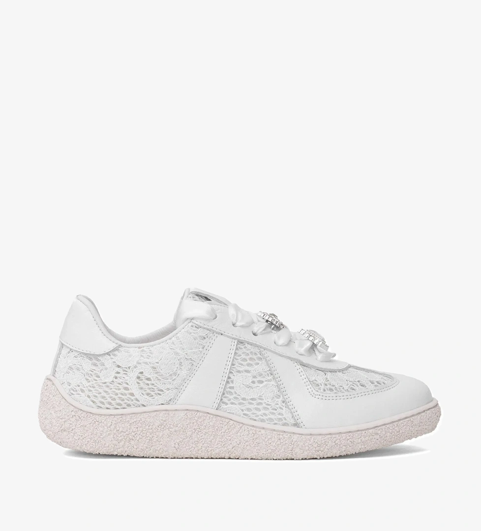 Elit DK34135 Kadın Hakiki Deri Taşlı Casual Ayakkabı Beyaz