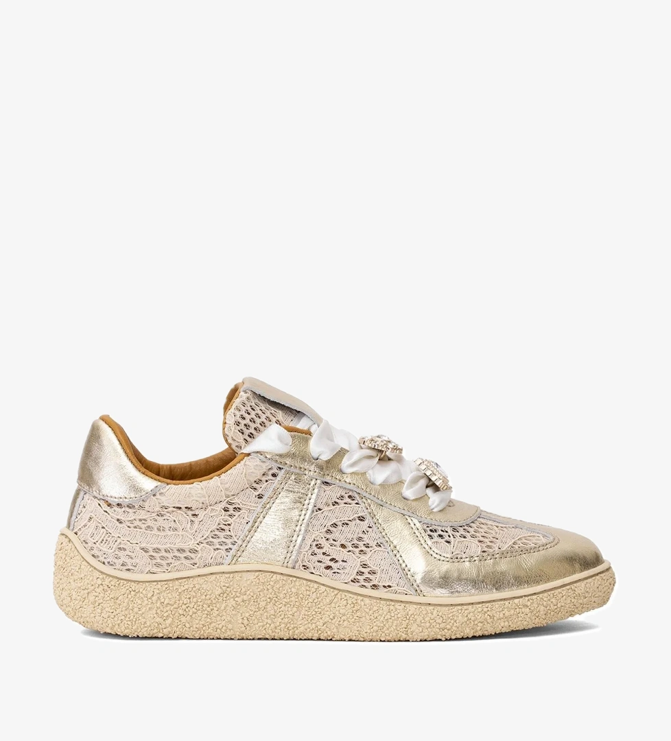 Ayakkabı Fuarı Elit Dk34135 Kadın Hakiki Deri Taşlı Casual Ayakkabı Beyaz Altın model görseli