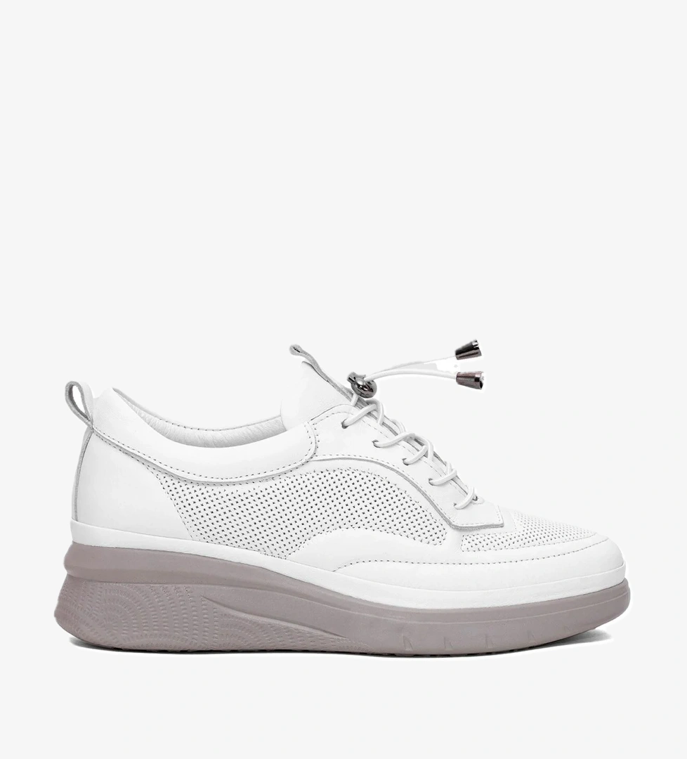 Elit AsAsG121C Kadın Hakik Deri Ortopedik Casual Ayakkabı Beyaz - Görsel 1