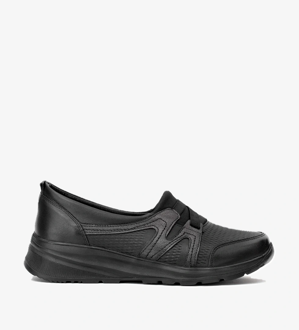 Ayakkabı Fuarı Elit Erlmar048 Kadın Hakiki Deri Ortopedik Casual Ayakkabı Taba Siyah model görseli