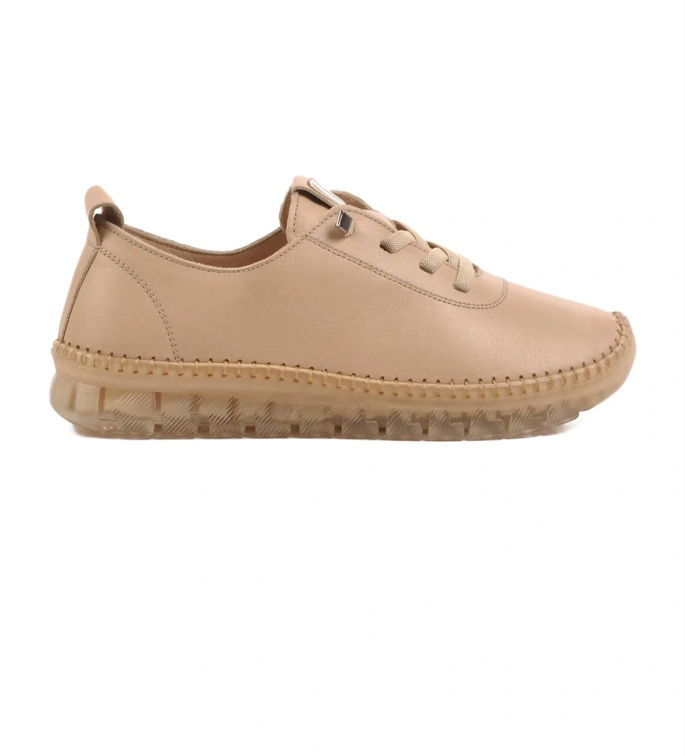 Bej Hakiki Deri Anatomik Kadın Günlük Rahat Ayakkabı