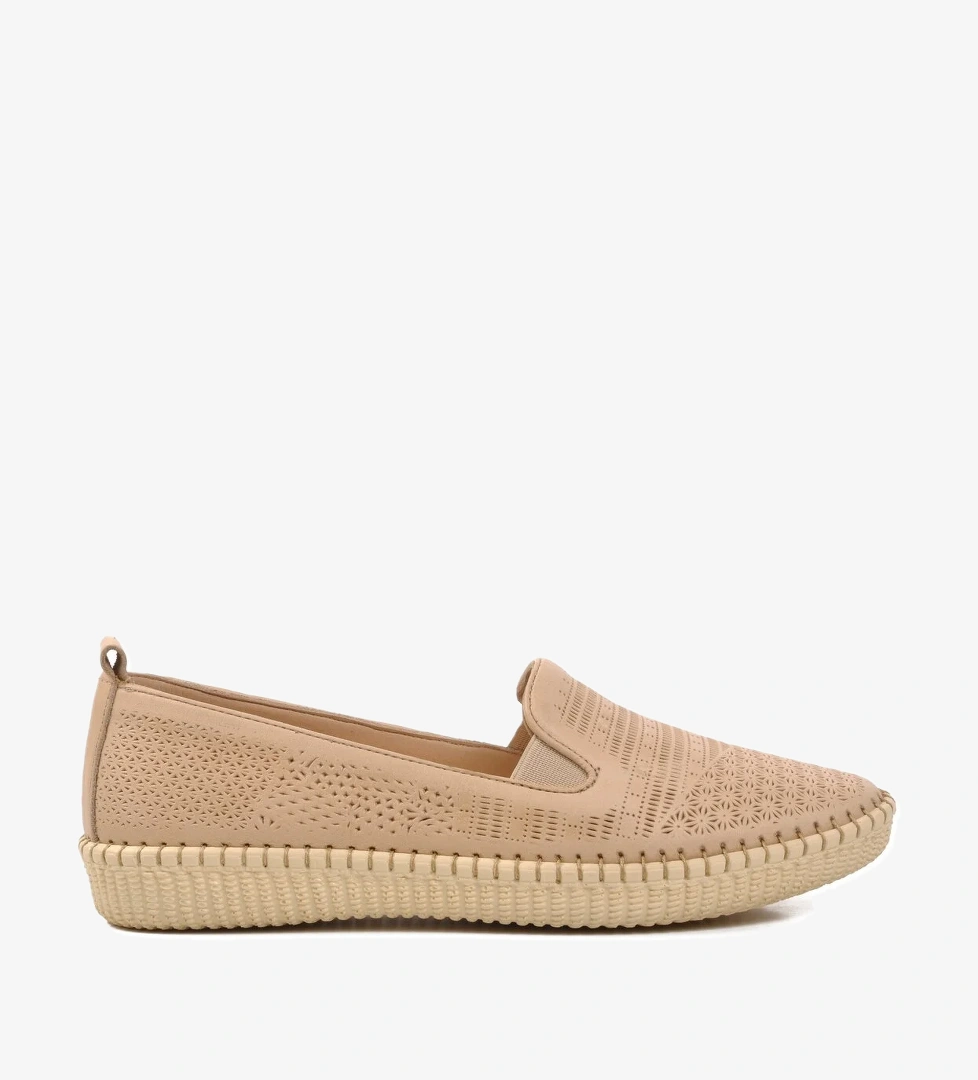 Bej Kadın Düz Rahat Günlük Ayakkabı