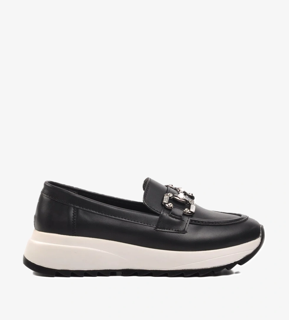 Aspor Siyah Cilt Kadın Düz Rahat Günlük Ayakkabı - Görsel 1