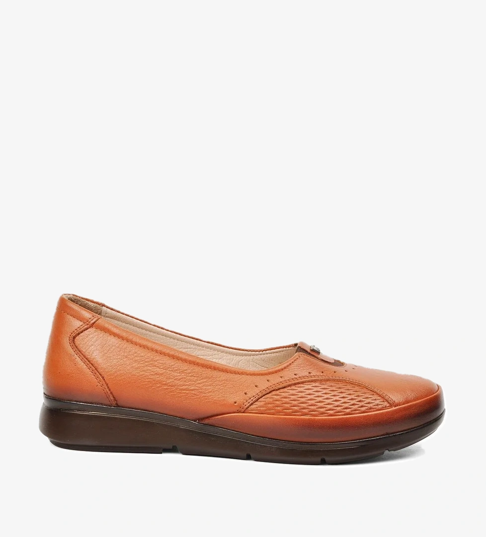 Taba Hakiki Deri Kadın Düz Rahat Günlük Ayakkabı - Görsel 1