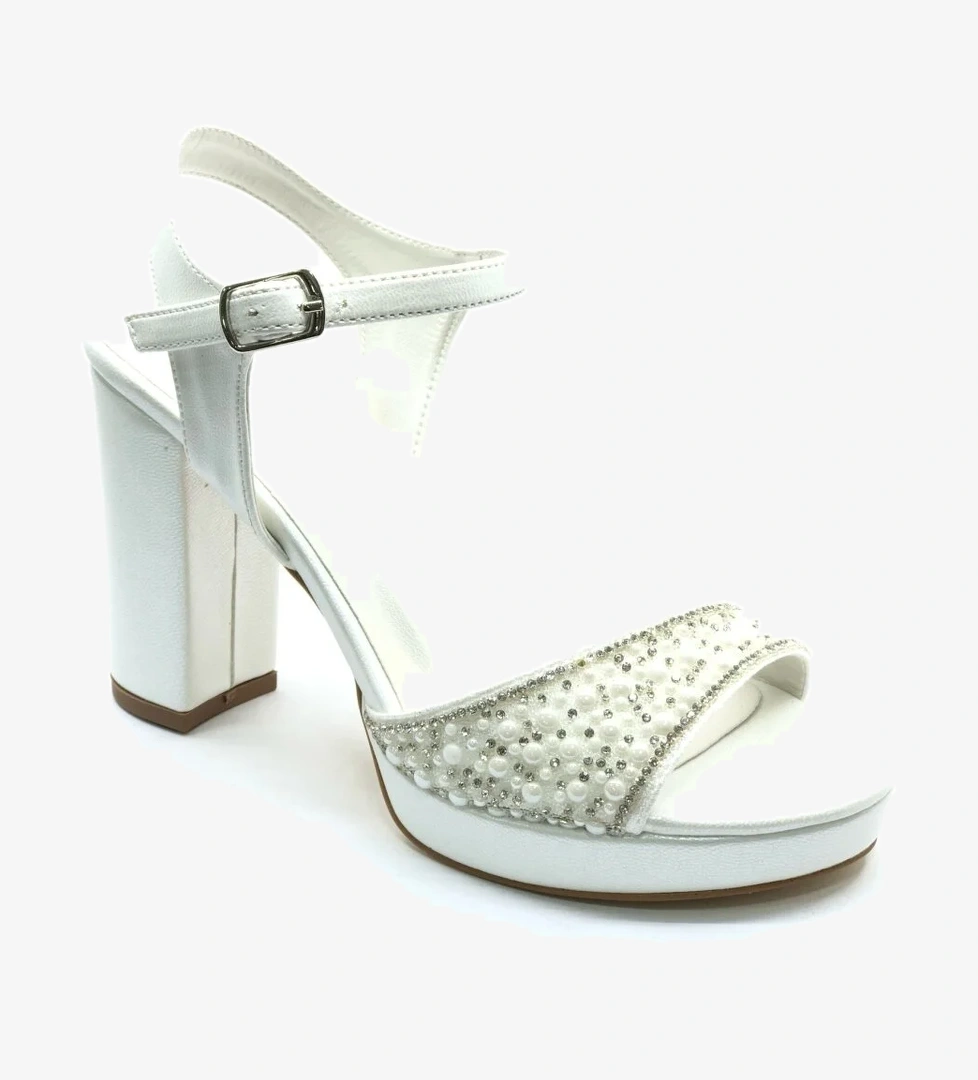 Taşlı Platform Tek Bant Topuklu Kadın Abiye Ayakkabı