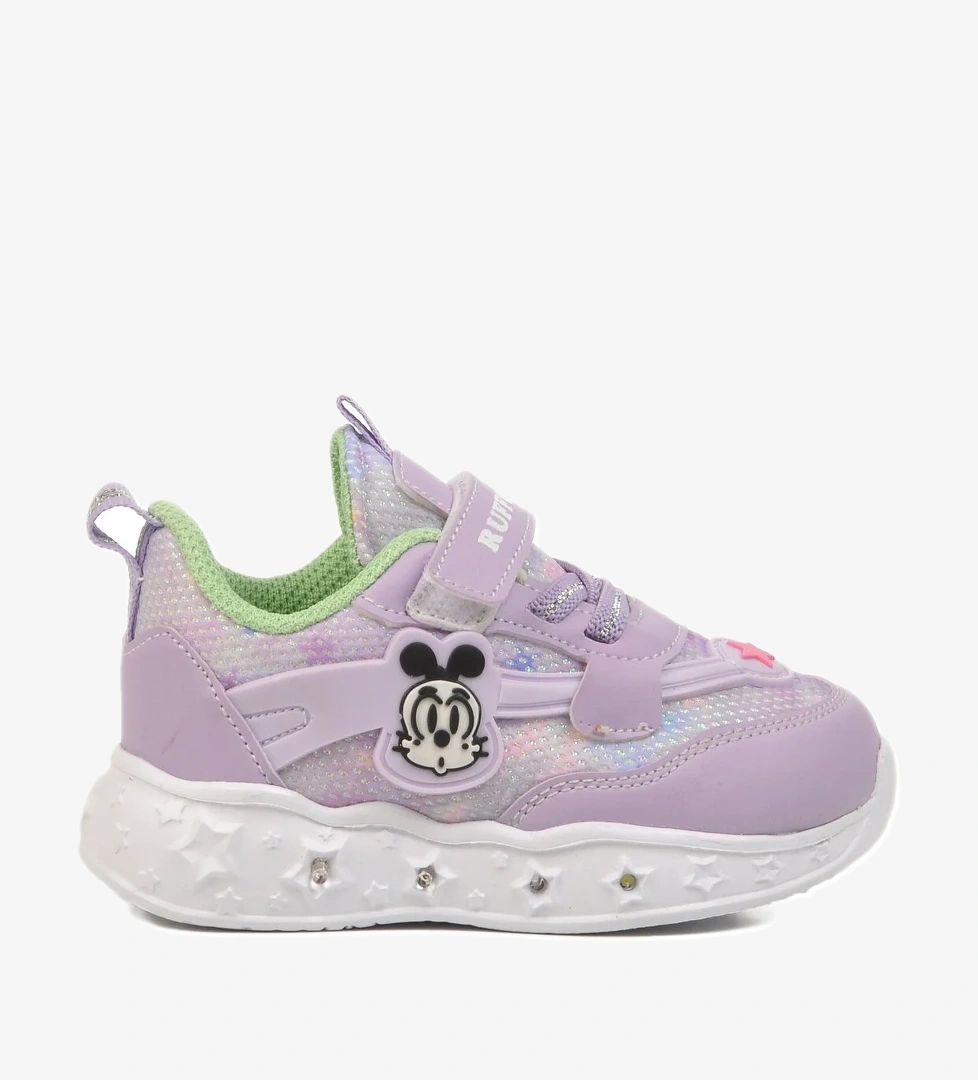 Aspor Lila Beyaz Cırtlı Işıklı Hafif Kız Çocuk Spor Ayakkabı - Görsel 1