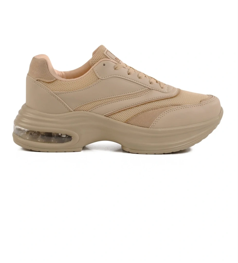 Aspor Ekru Fileli Hafif Air Taban Kadın Spor Ayakkabı - Görsel 1