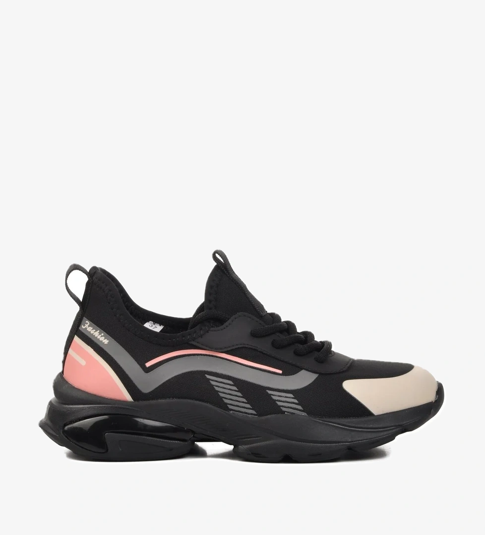 Pembe Suni Deri Kadın Spor Ayakkabı Sneaker