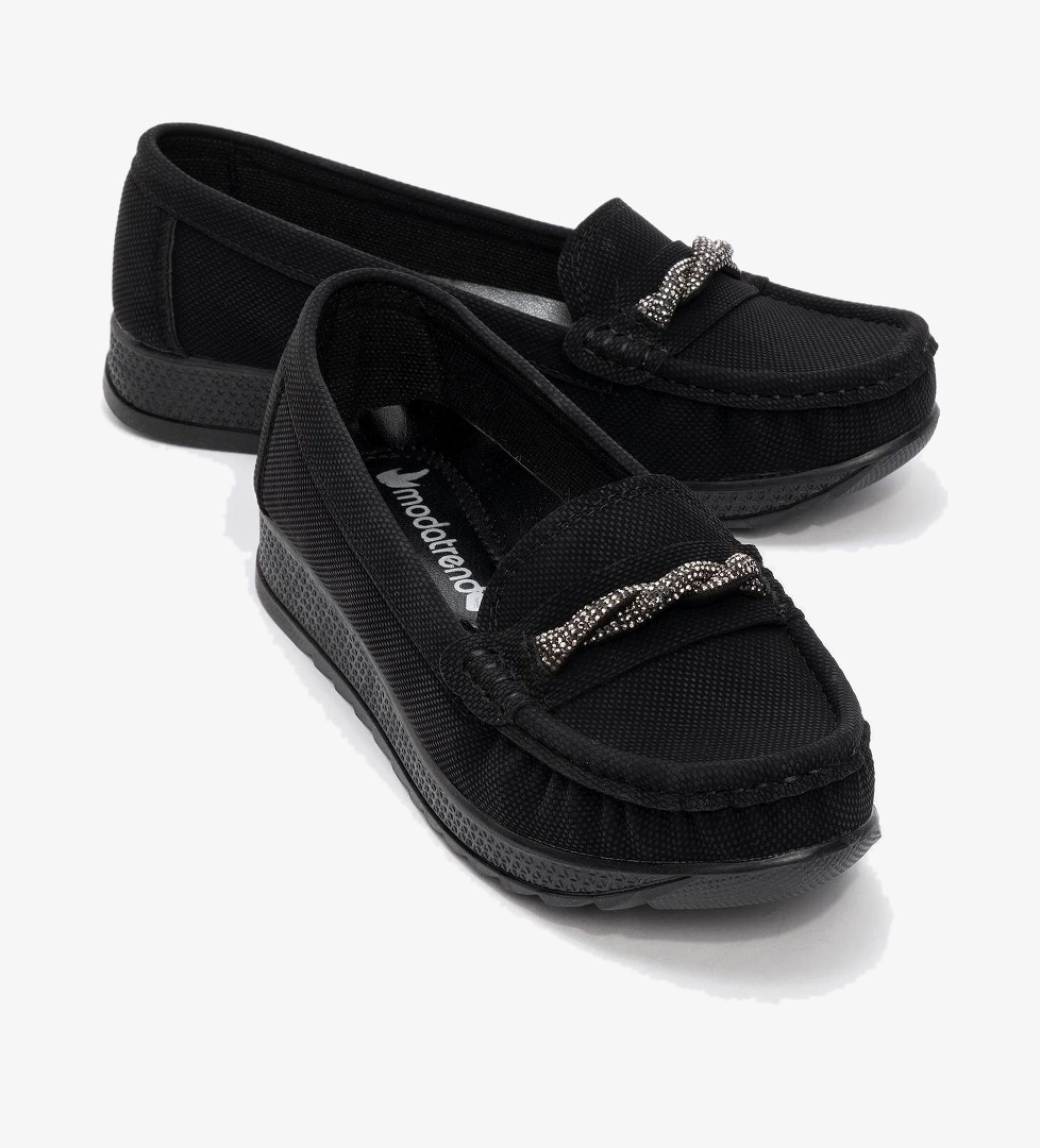 Taşlı Kadın Günlük Ayakkabı SİYAH KOT