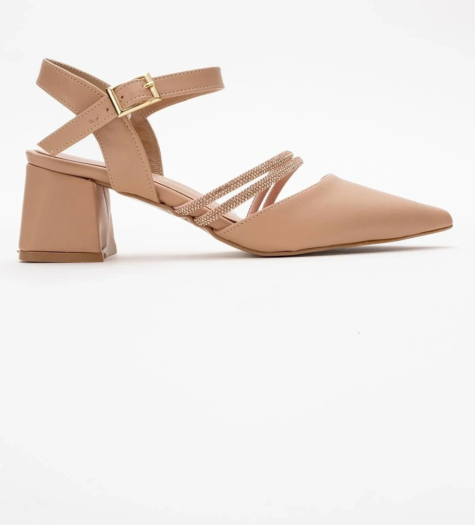 Kadın Taşlı Topuklu Ayakkabı NUDE CİLT