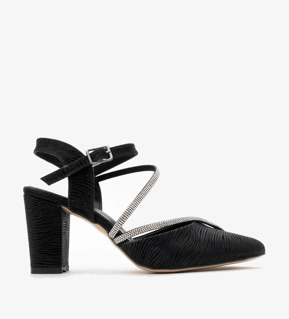 Kadın Taşlı Biyeli Topuklu Ayakkabı SİYAH SUYOLU - Görsel 1