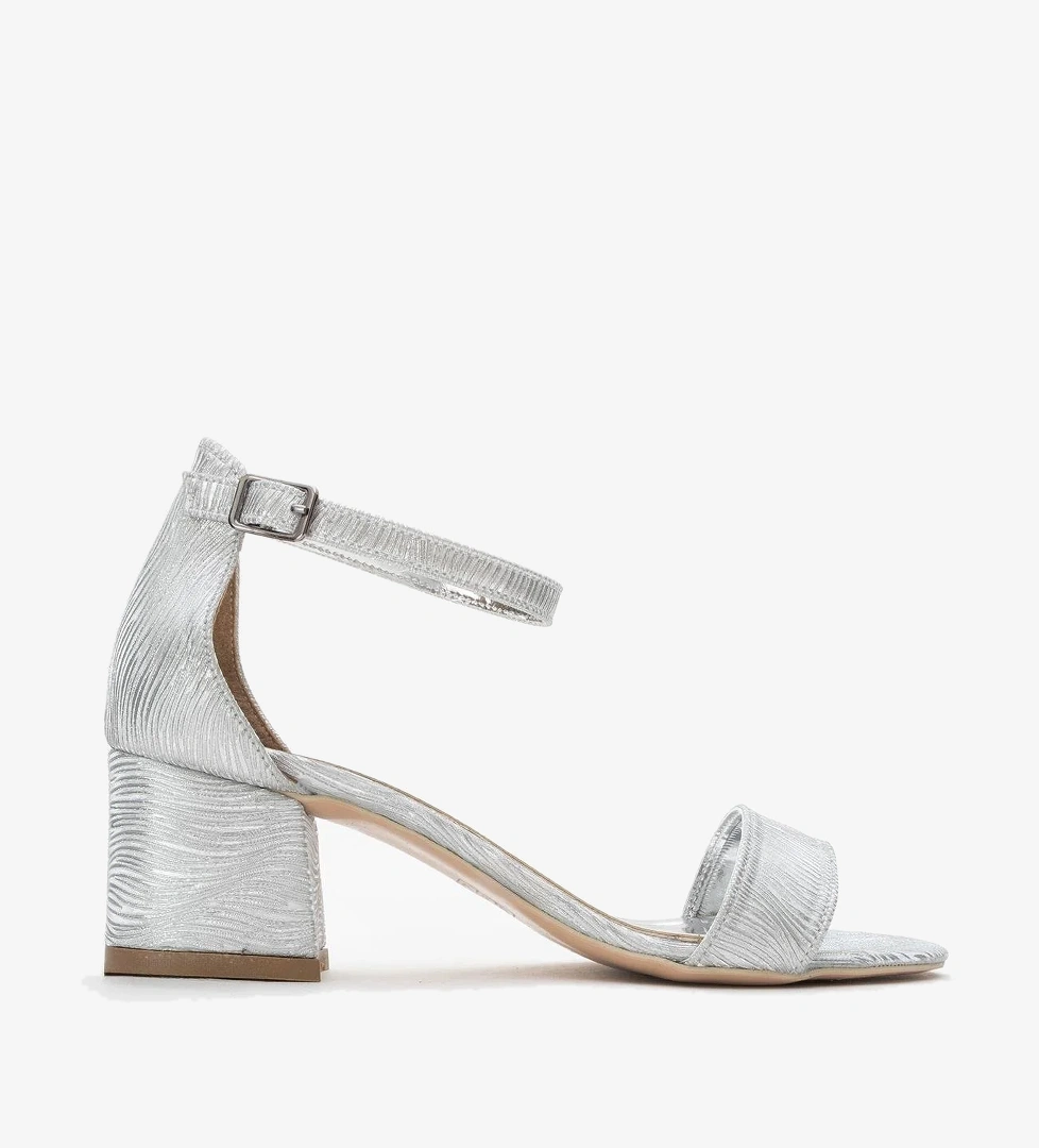 Kadın Tek Bantlı Topuklu Sandalet GÜMÜŞ SUYOLU