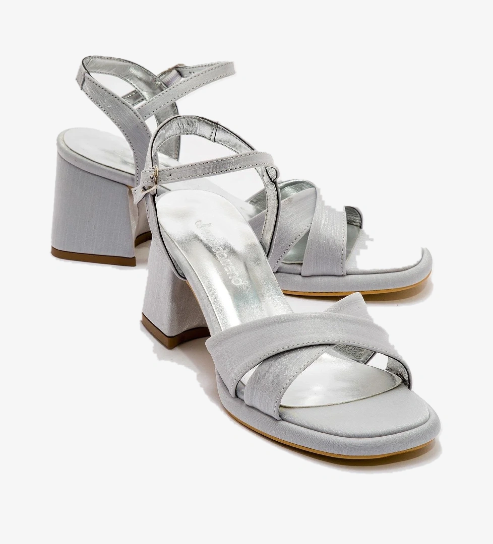 Kadın Topuklu Ayakkabı GÜMÜŞ SATEN