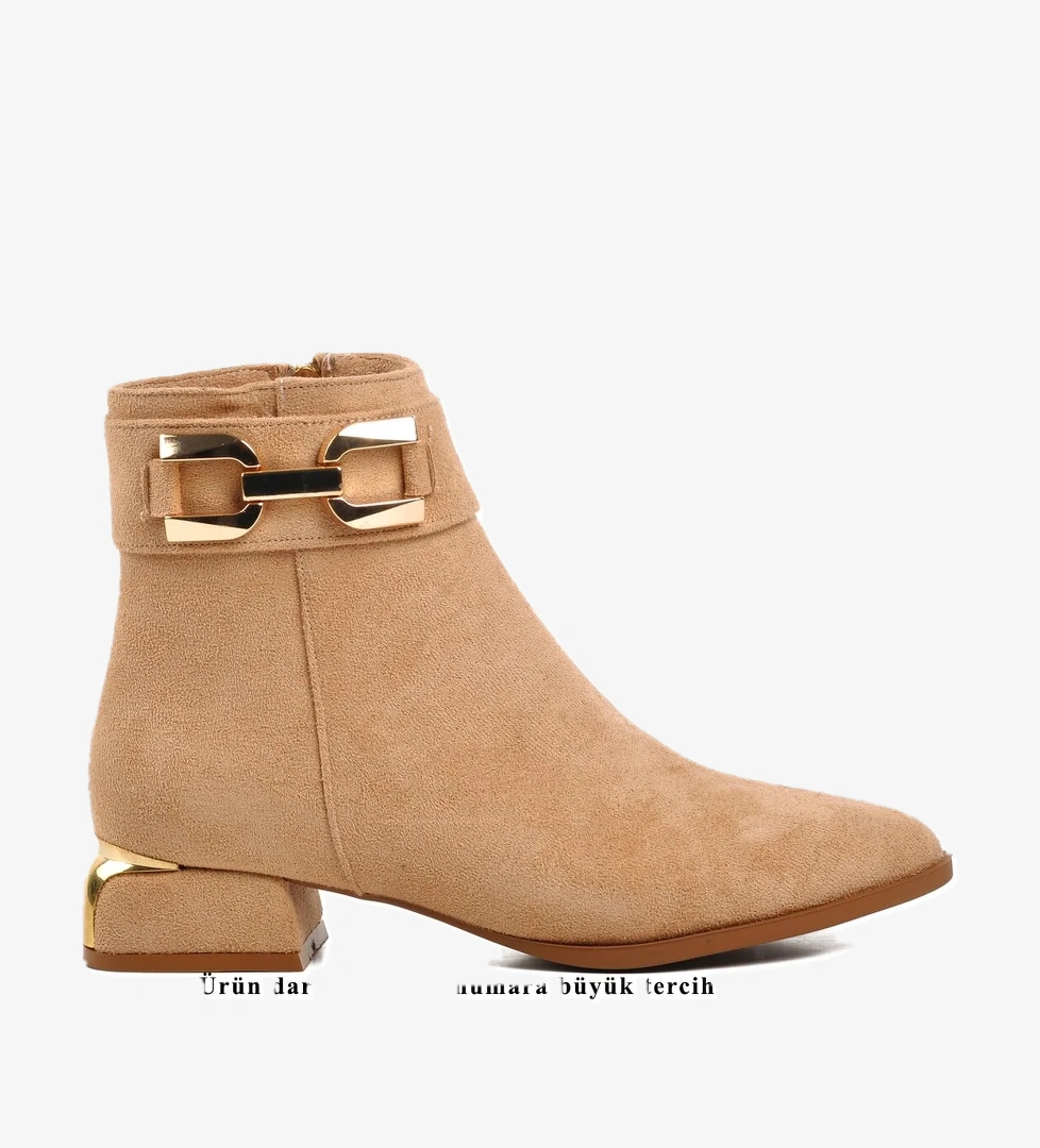 Aspor Bej Süet Kadın Topuklu Bot