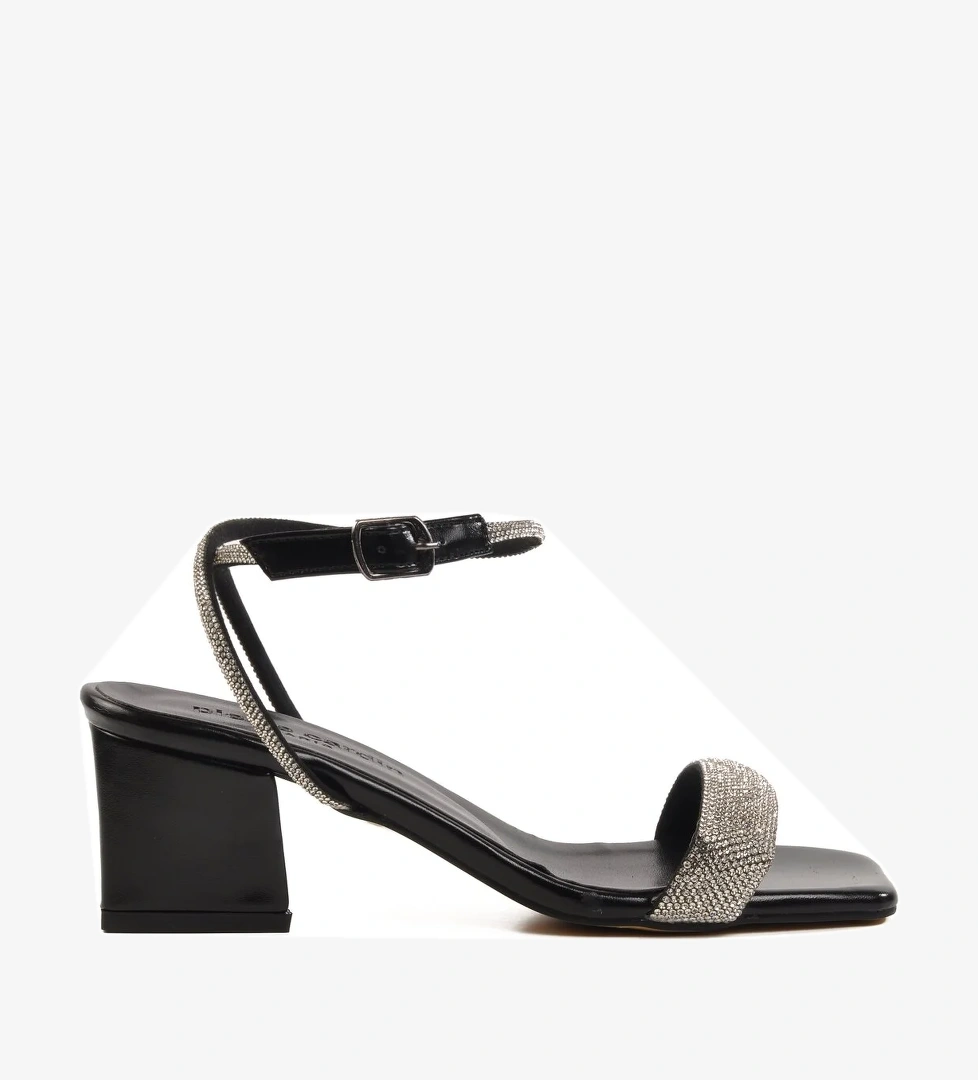 Siyah Taşlı Bilekten Bantlı Kadın Abiye Ayakkabı - Görsel 1