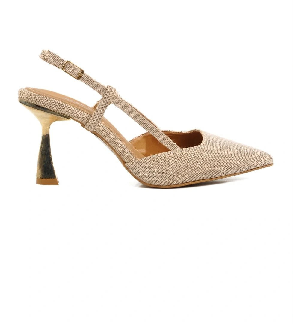 A Spor Aspor Bej Simli Kadın Abiye Ayakkabı model görseli