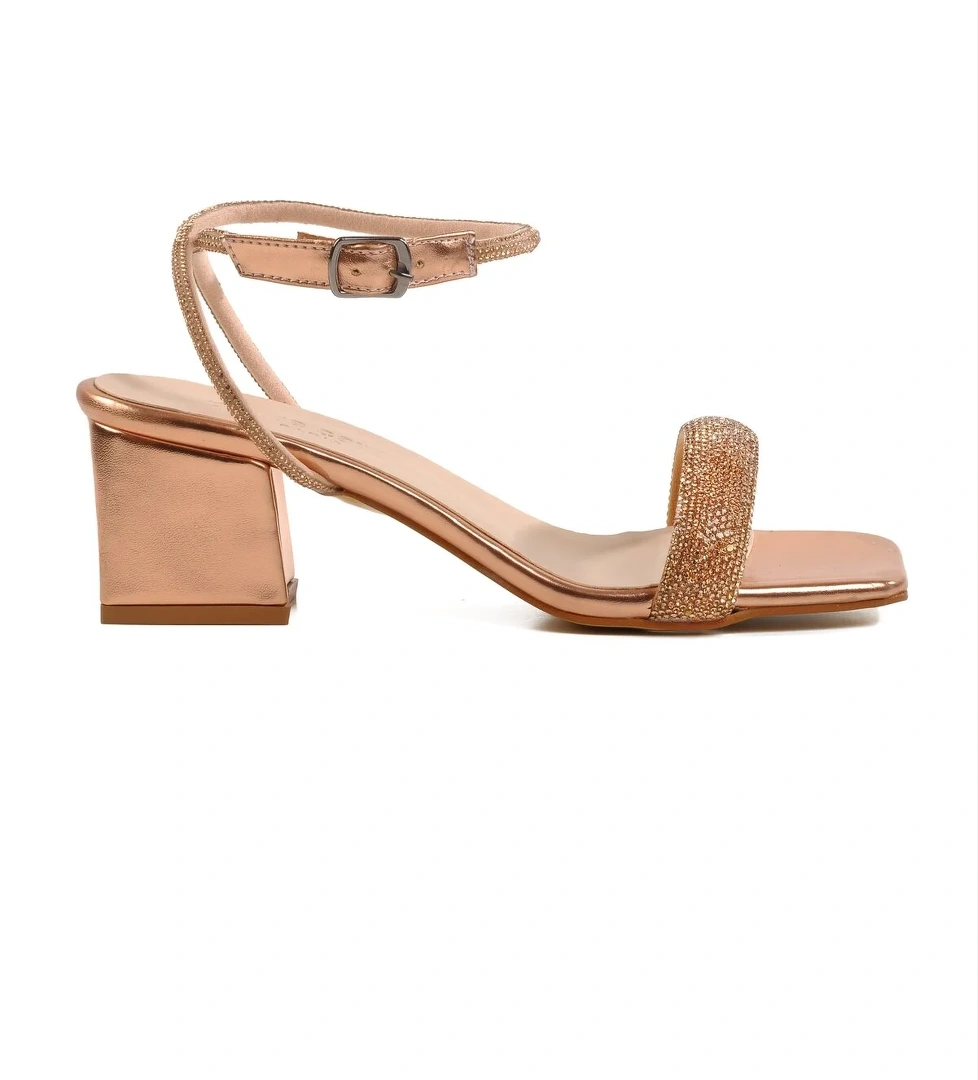 Rose Taşlı Bilekten Bantlı Kadın Abiye Ayakkabı