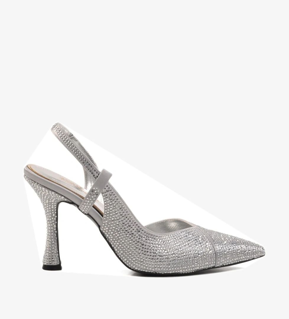 A Spor Aspor Gümüş İnce Topuklu Kadın Abiye Ayakkabı model görseli