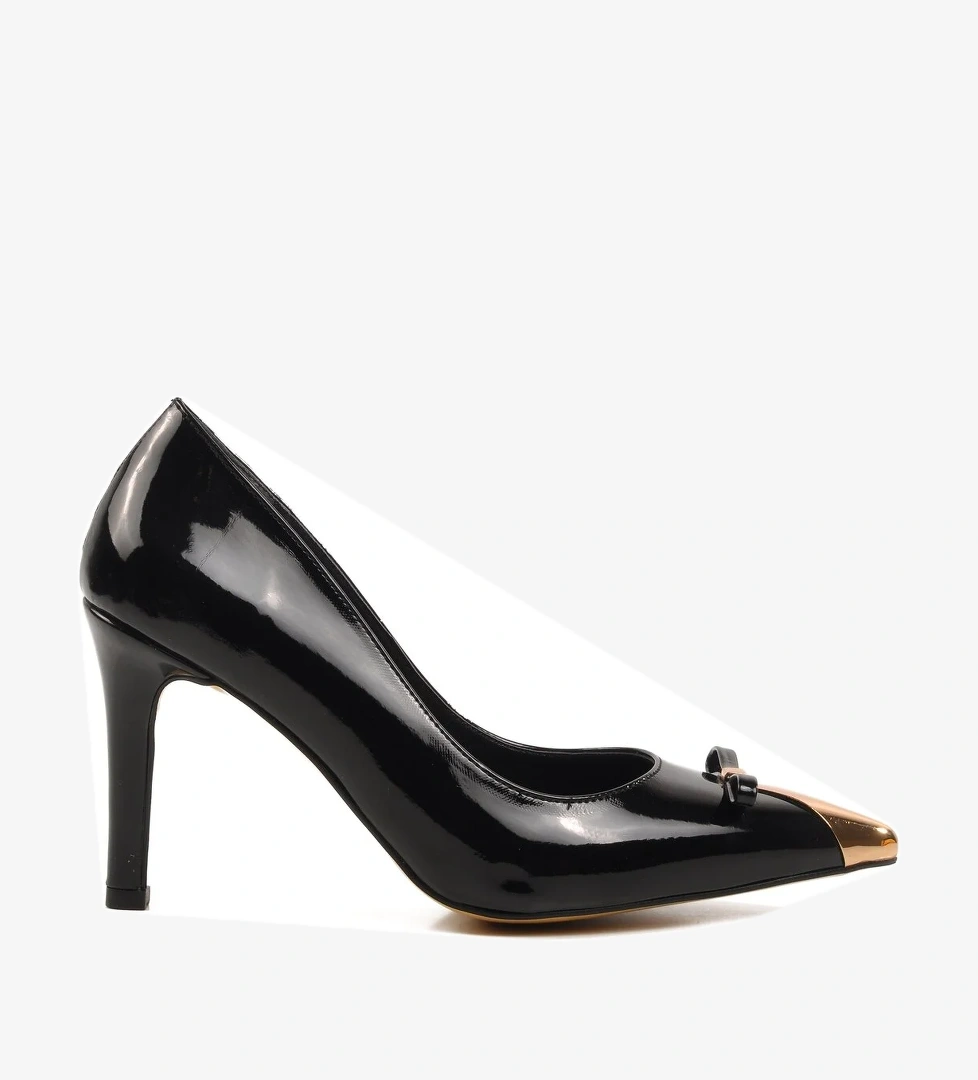 A Spor Aspor Siyah Bej Rugan İnce Topuklu Kadın Abiye Ayakkabı model görseli