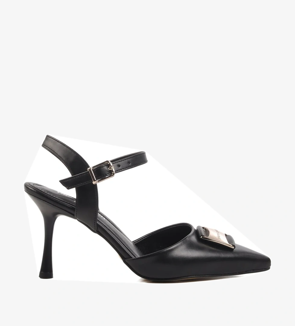 Siyah İnce Topuklu Kadın Abiye Ayakkabı