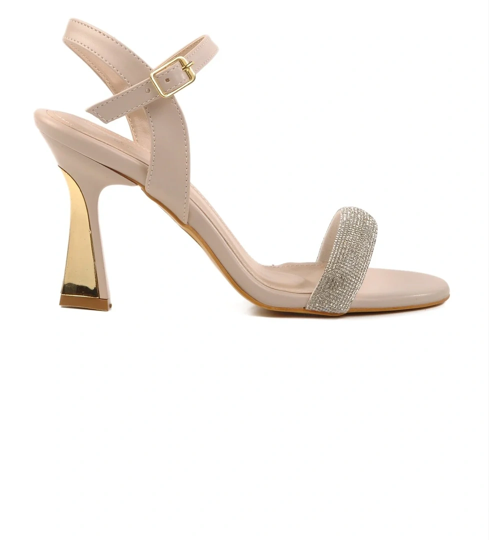 A Spor Aspor Bej Siyah Taşlı Kadın Abiye Ayakkabı model görseli