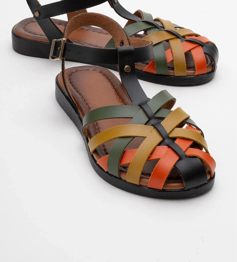 Çapraz Biyeli Kadın Sandalet SİYAH GARNİ