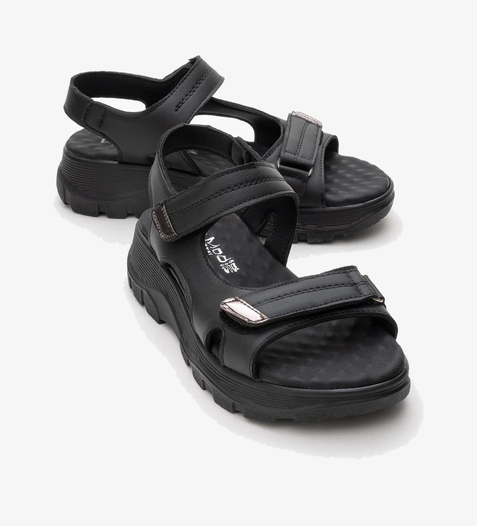 Kadın Çift Cırtlı Sandalet SİYAH