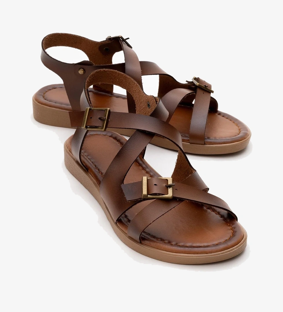 Çapraz Biyeli Kadın Sandalet TABA - Görsel 1