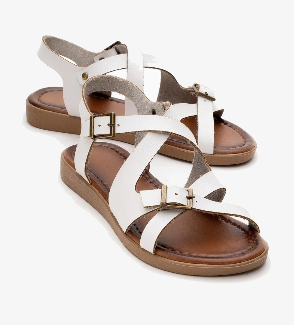 Çapraz Biyeli Kadın Sandalet BEYAZ