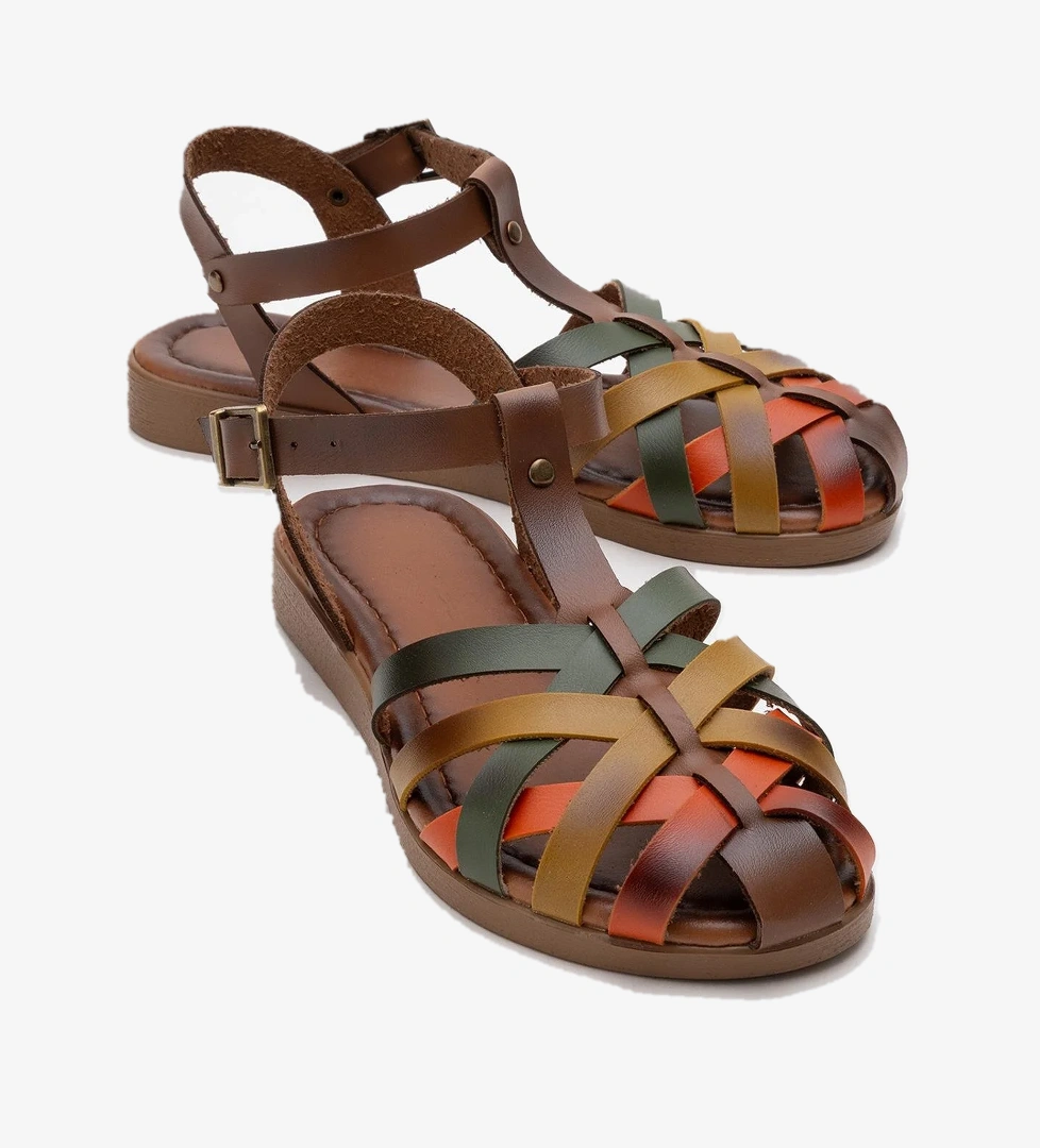 Çapraz Biyeli Kadın Sandalet TABA GARNİ