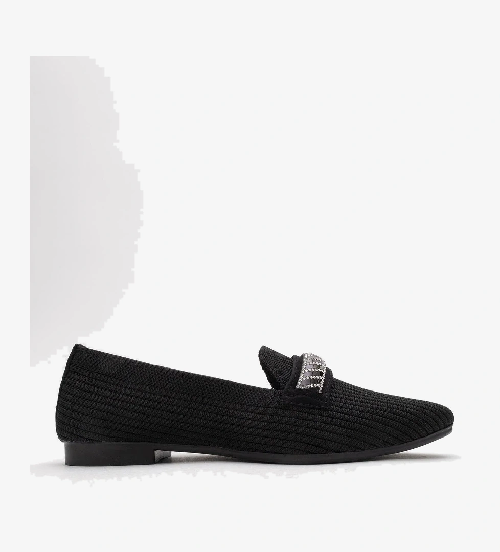 Kadın Tokalı Triko Ayakkabı SİYAH - Görsel 1