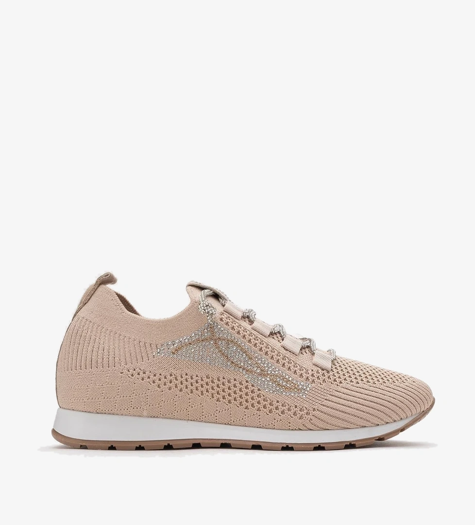 Kadın Taşlı Triko Günlük Ayakkabı NUDE