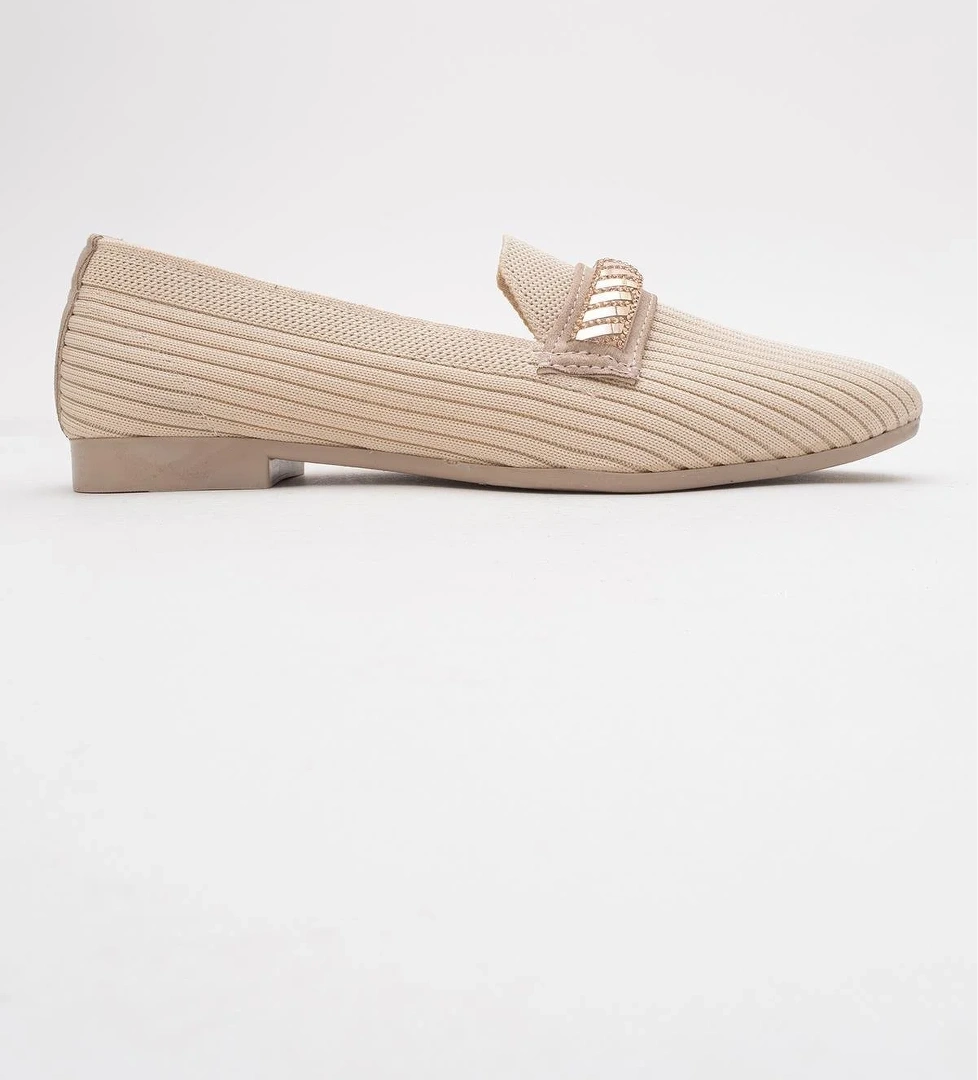 Kadın Tokalı Triko Ayakkabı BEJ