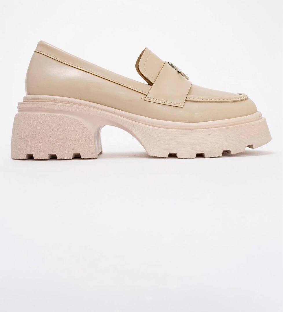 Kadın Yıldız Armalı Loafer Ayakkabı BEJ RUGAN - Görsel 1