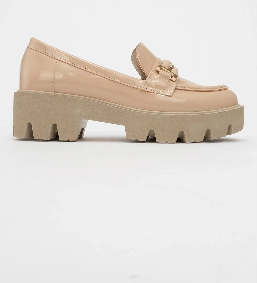 Kadın Tokalı Loafer Ayakkabı BEJ RUGAN - Görsel 1