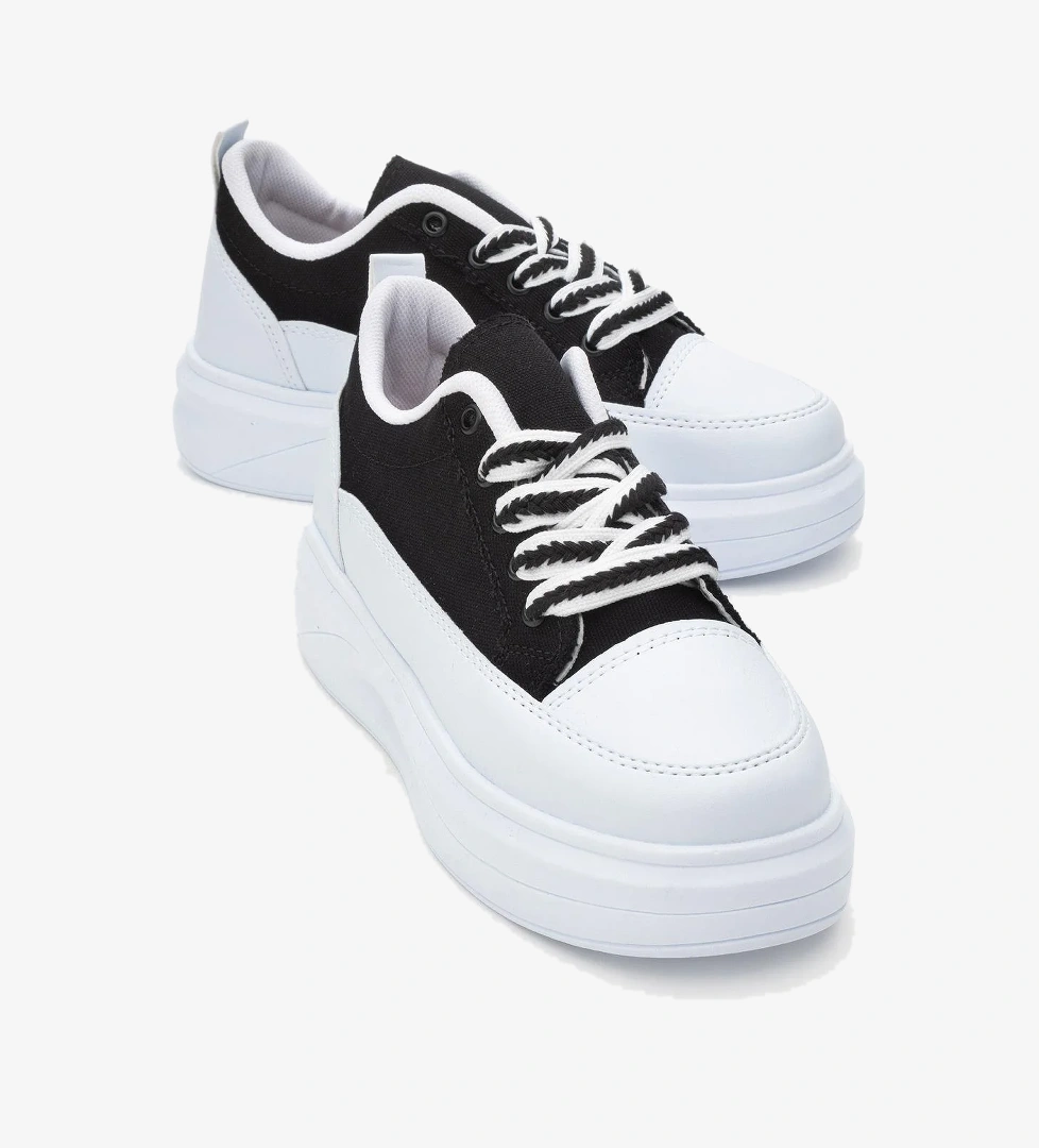 Kadın Anorak Spor Ayakkabı BEYAZ SİYAH