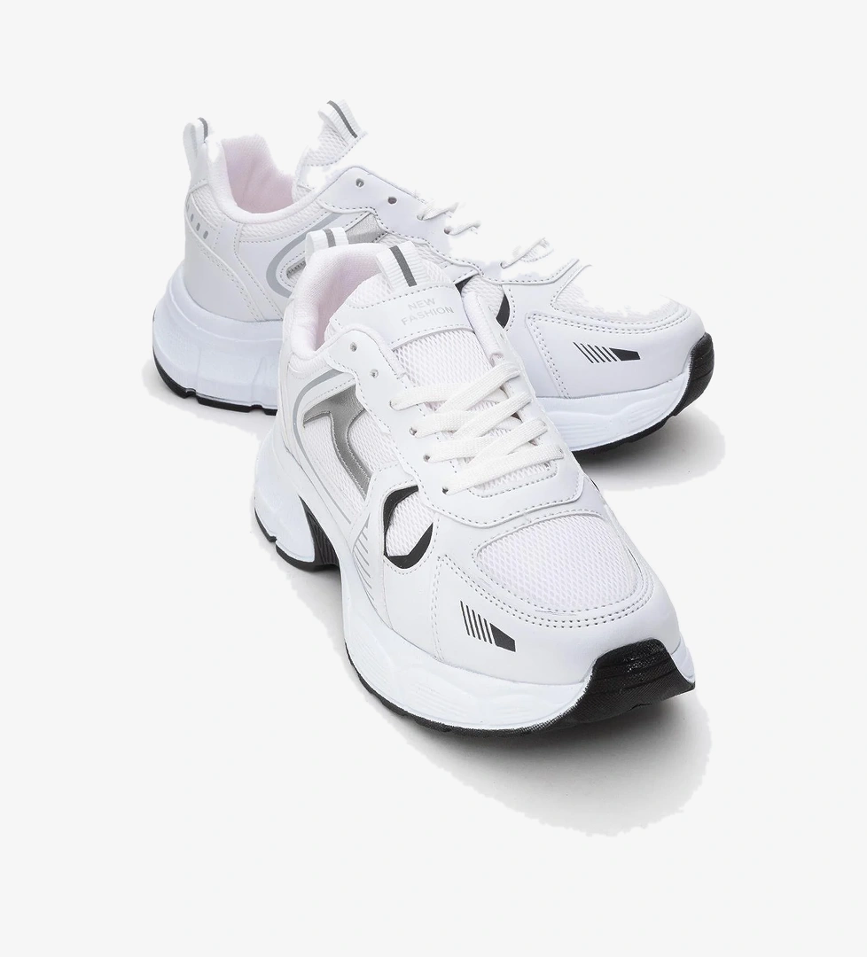 Bağcıklı Anorak Kadın Spor Ayakkabı BEYAZ SİYAH