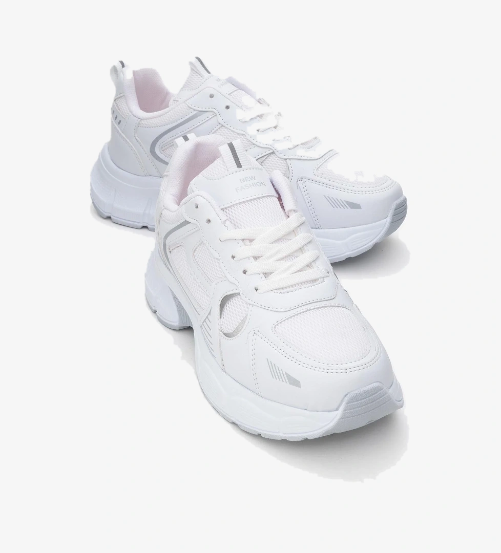 Bağcıklı Anorak Kadın Spor Ayakkabı BEYAZ GÜMÜŞ