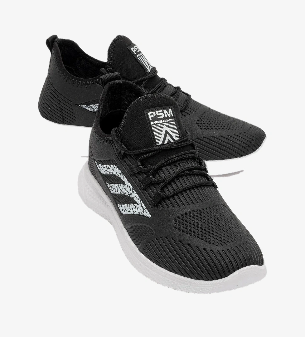 Erkek Triko Spor Ayakkabı SİYAH BEYAZ