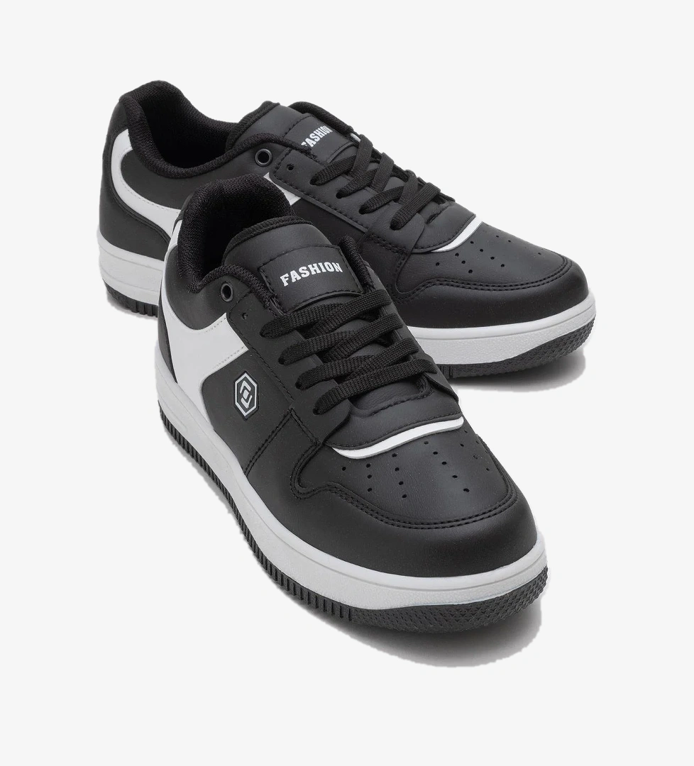 Bağcıklı Kadın Spor Ayakkabı SİYAH BEYAZ