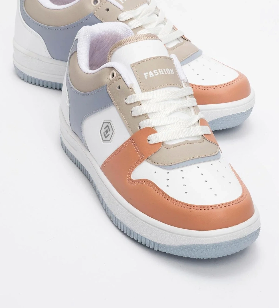 Bağcıklı Kadın Spor Ayakkabı BEYAZ PUDRA BEBE MAVİ