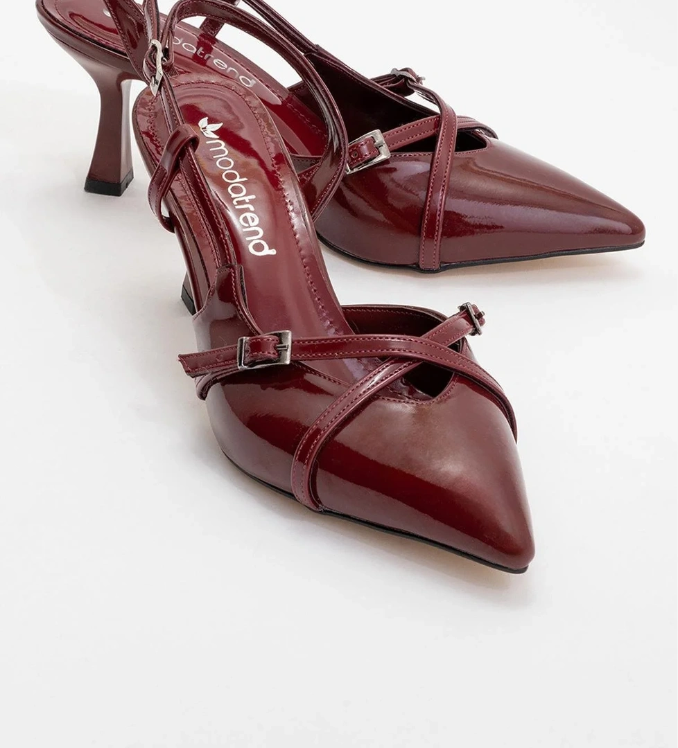 Kadın Sivri Burunlu Topuklu Ayakkabı BORDO RUGAN