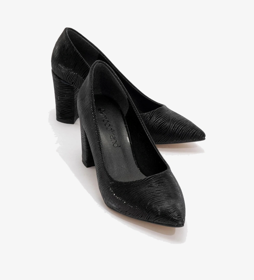 Kadın Ökçeli Stiletto SİYAH DALGALI SİM