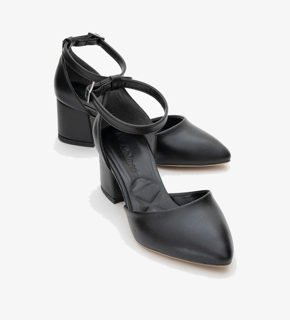 Kadın Tek Bantlı Topuklu Sandalet SİYAH CİLT - Görsel 1