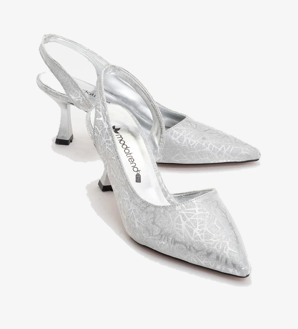 Kadın Topuklu Ayakkabı GÜMÜŞ ÜÇGEN