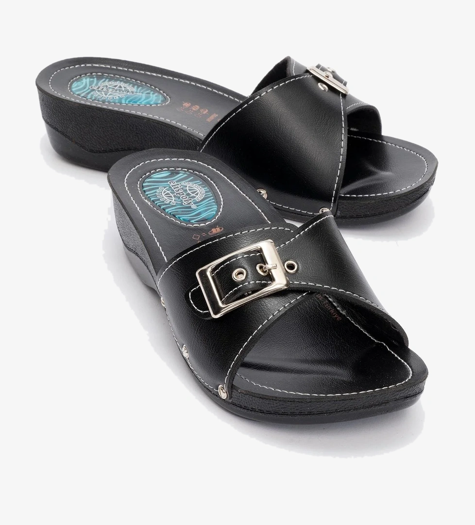 Tek Tokalı Kemerli Kadın Terlik SİYAH - Görsel 1