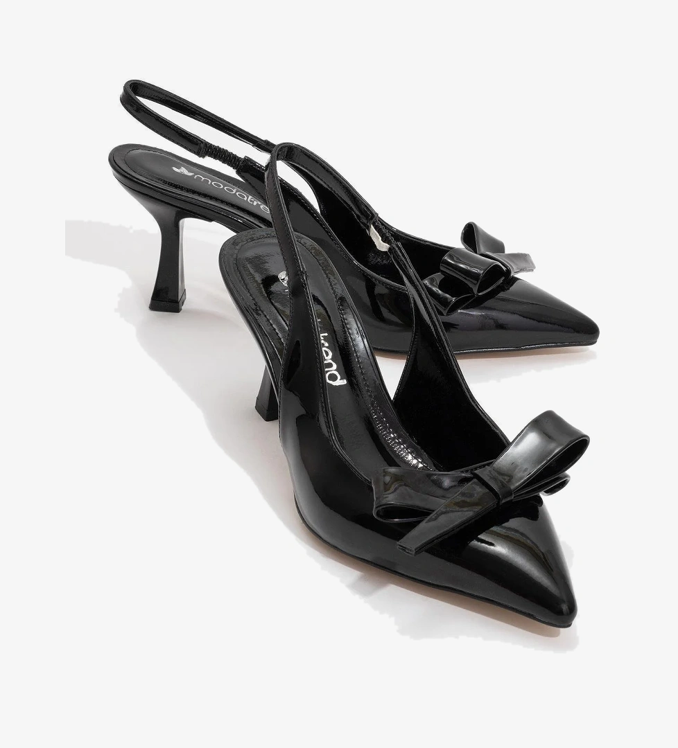 Kadın Fiyonklu Topuklu Ayakkabı SİYAH RUGAN