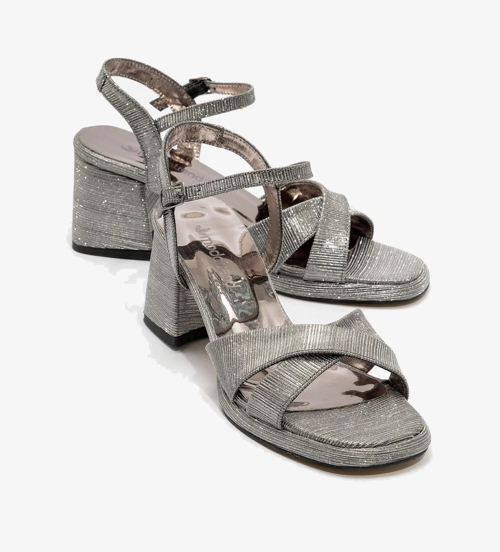 Kadın Simli Topuklu Ayakkabı PLATİN SİM