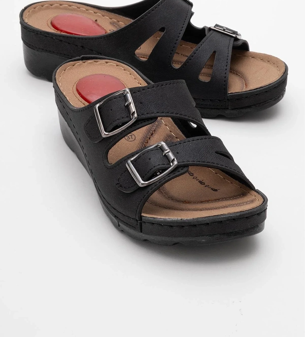 Ccway Kadın Çift Tokalı Terlik SİYAH model görseli